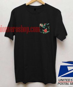 Black Floral Pocket T shirt