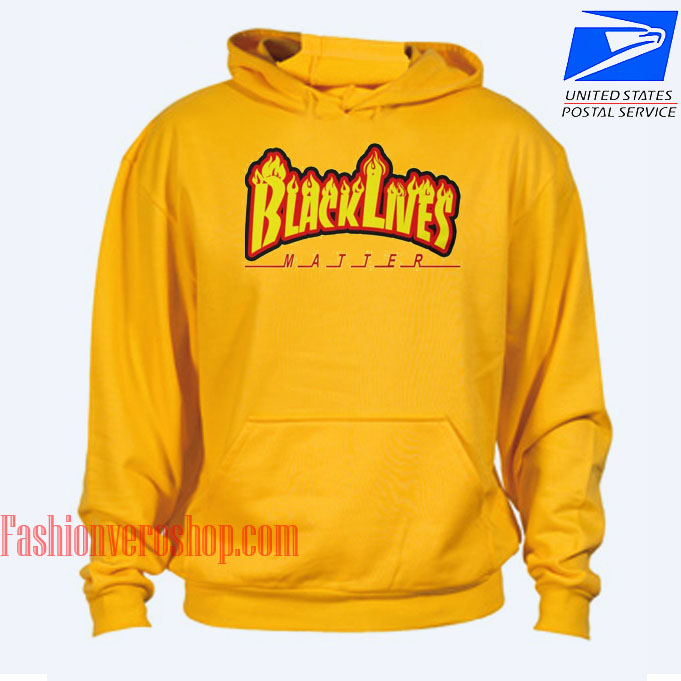 Black Lives Matter Fire Gold Yellow Hoodie Unisex Adult Clothing