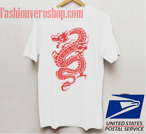 White t shirt with red best sale dragon
