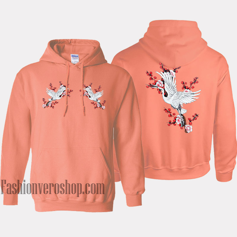 Crane Peach Color HOODIE - Unisex Adult Clothing