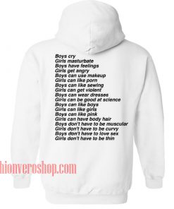 Boys Cry Girls Masturbate Boys Have Feelings HOODIE - Unisex Adult Clothing