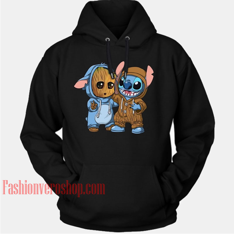 Stitch and Baby Groot HOODIE - Unisex Adult Clothing