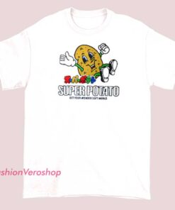Unisex adult T-shirt featuring Super Potato Japan branding, with playful graphics and retro video game-inspired design
