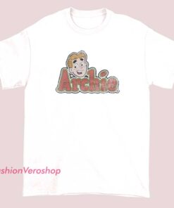 Unisex adult T-shirt with a contrasting colored ringer collar and sleeves, featuring the classic Archie Comics logo on the front