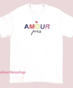 A unisex adult T-shirt featuring a stylish "Amour Paris" design, perfect for casual wear and expressing love for the Parisian city.