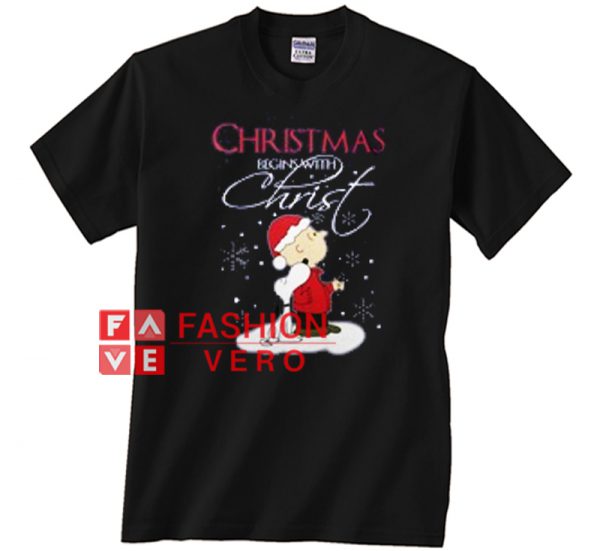 Snoopy And Charlie Brown Christmas Begins With Christ Unisex adult T shirt