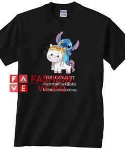 Stitch riding Unicorn Unisex adult T shirt