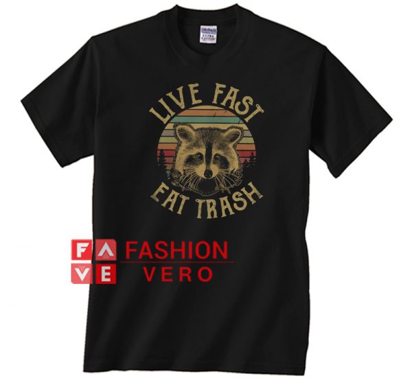 Vintage Raccoon live fast eat trash Unisex adult T shirt