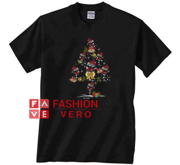 Wine santa hat Christmas tree Unisex adult T shirt