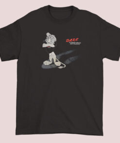 Unisex adult T-shirt featuring a 90s-style Dare anti-drugs lion mascot graphic, vintage-inspired design