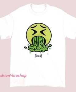 Unisex adult T-shirt featuring the 'Never Broke Again' slogan with a money emoji spew graphic, symbolizing financial success and street style.