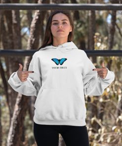 Yours Truly Blue Butterfly HOODIE Women