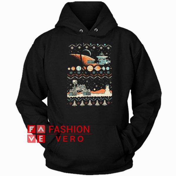 8-bit Space Christmas Hoodie - Unisex Adult Clothing