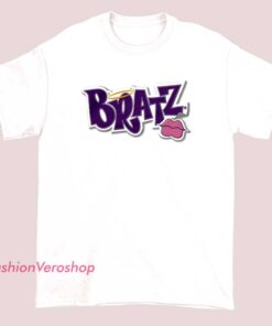 Unisex adult T-shirt with a bold, colorful Bratz lips logo graphic on the front, showcasing a playful and trendy design inspired by the iconic Bratz brand.