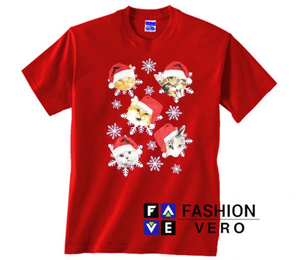 Christmas Cat Santa Hat Unisex adult T shirt