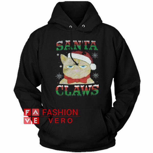 Santa Claws Grumpy Kitty Cat Christmas Hoodie - Unisex Adult Clothing