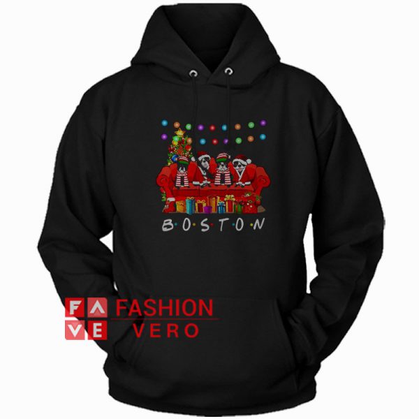Friends Boston Terrier Christmas Hoodie - Unisex Adult Clothing