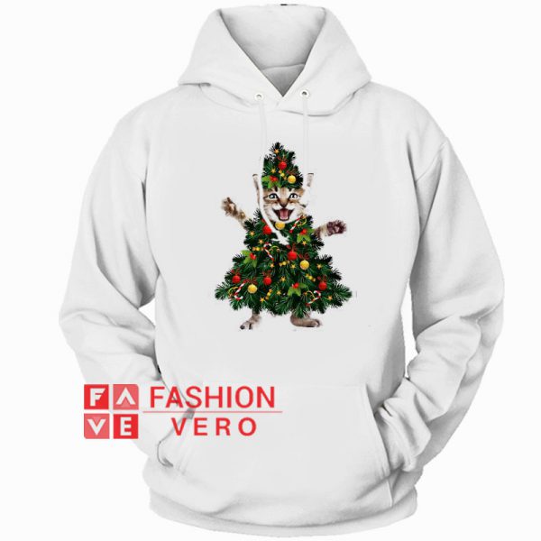 Pretty Cat Pine Christmas Tree Hoodie - Unisex Adult Clothing