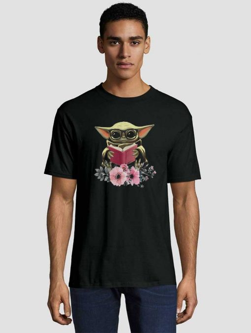 Baby Yoda reading book in flower Unisex adult T shirt
