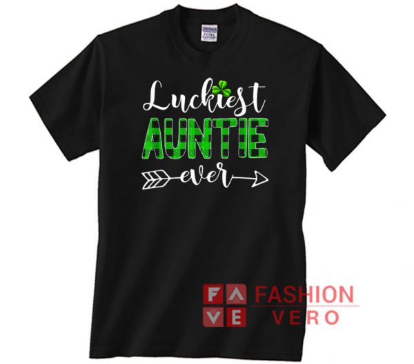 Luckiest Auntie Ever Plaid St Patricks Unisex adult T shirt