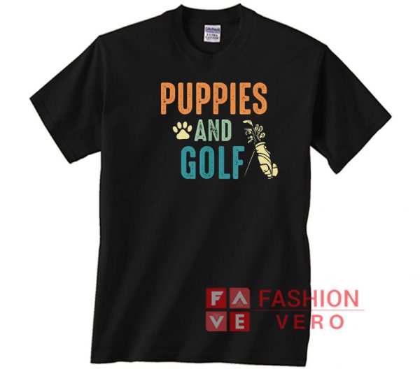 Puppies and Golf Vintage Art Unisex adult T shirt