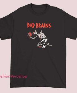 Unisex adult T-shirt with the Bad Brains band skull graphic, showcasing a bold skull design associated with the punk and hardcore band, ideal for music fans and punk enthusiasts.