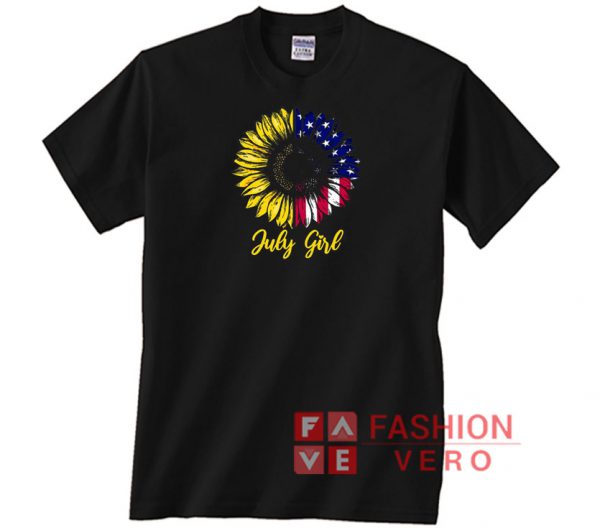 Sunflower American flag July girl Unisex adult T shirt