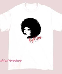 Unisex adult T-shirt featuring the name "Angela Davis" displayed in bold, stylish lettering across the front, celebrating the civil rights activist and scholar with a simple and impactful design.