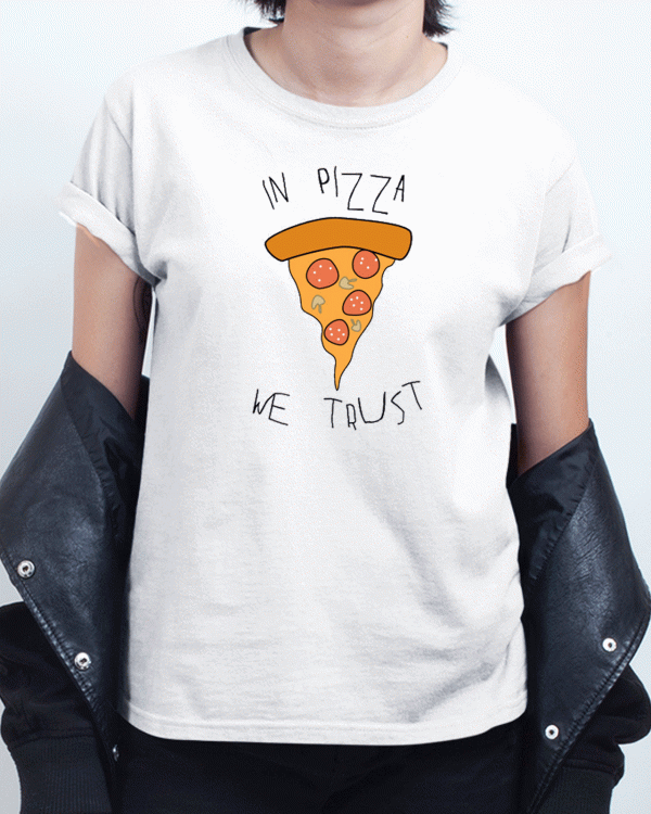 Cartoon In pizza we trust T shirt