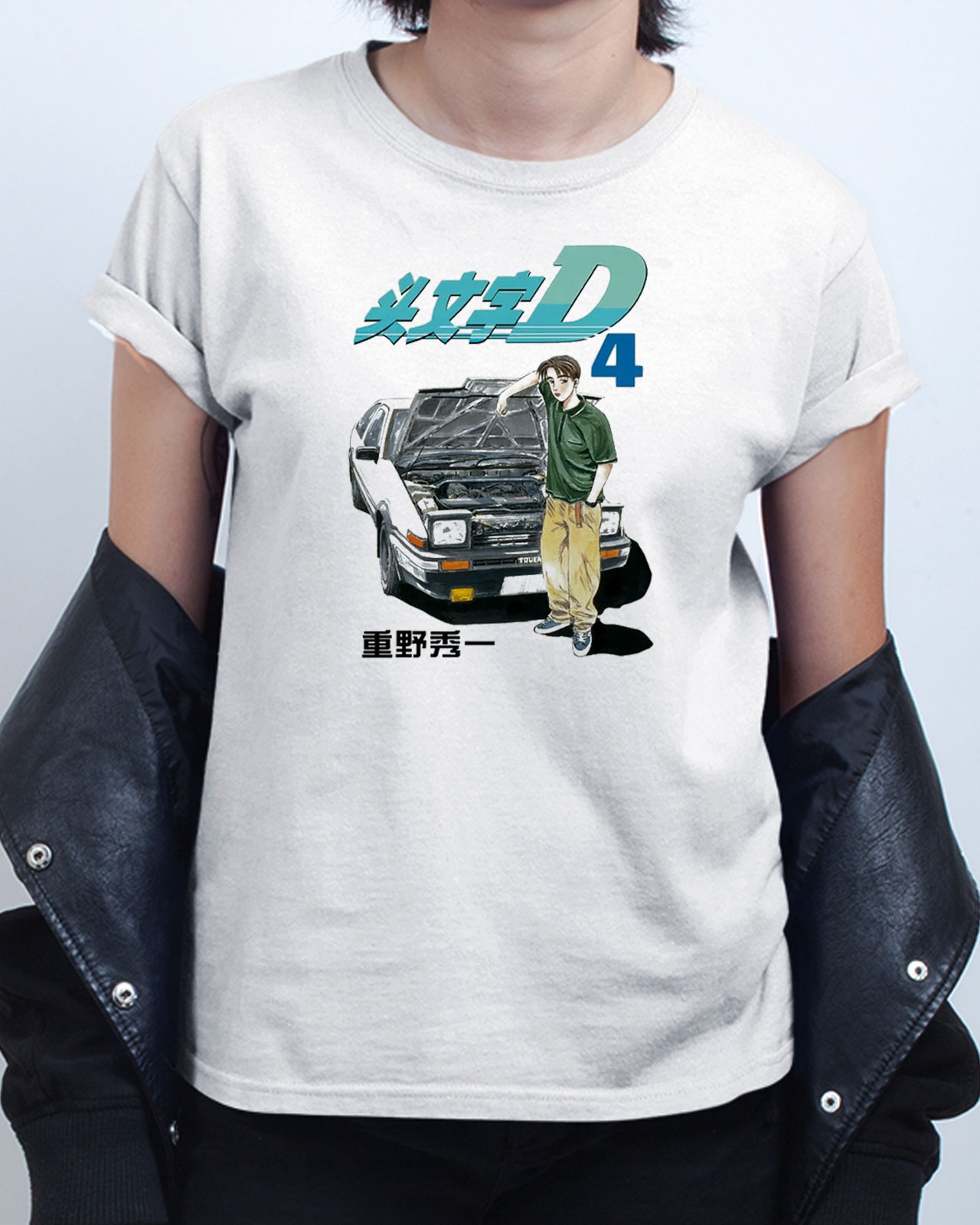 Initial D Anime Manga Cover Car Japanese Printed Cotton Men's T