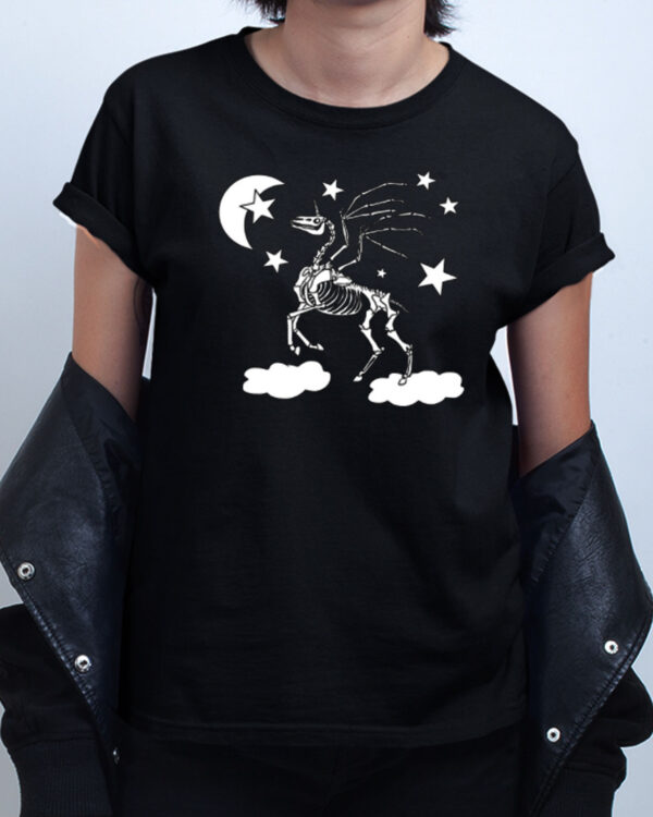 Halloween Moon Stars Unicorn Skeleton T shirt
