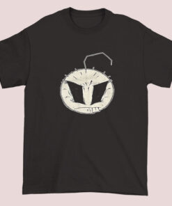 A vintage-style T-shirt design featuring a cheerful cartoon noodle boy character with a big smile, surrounded by retro-inspired graphics and lettering