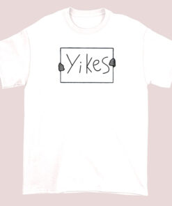 Unisex adult T-shirt featuring Eddy Burback merchandise with a bold 'Yikes' graphic print, expressing humorous or comedic style associated with the creator