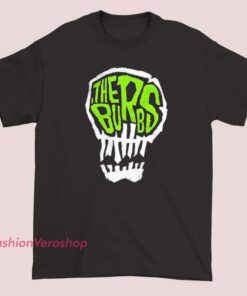A limited-edition T-shirt featuring a humorous skull logo inspired by The Burbs movie meme, with bold graphics and a playful, edgy style.