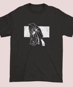 A Tuyu Merch branded T-shirt featuring an umbrella graphic design, with vibrant colors and a stylish, casual look suitable for fans of the brand
