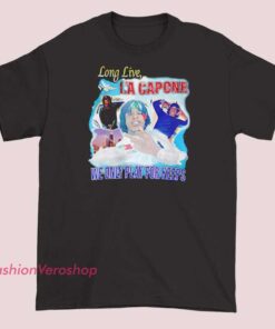 T-shirt featuring the text 'Long Live Rap LA Capone' with bold, stylized lettering, celebrating the rapper and Los Angeles music scene