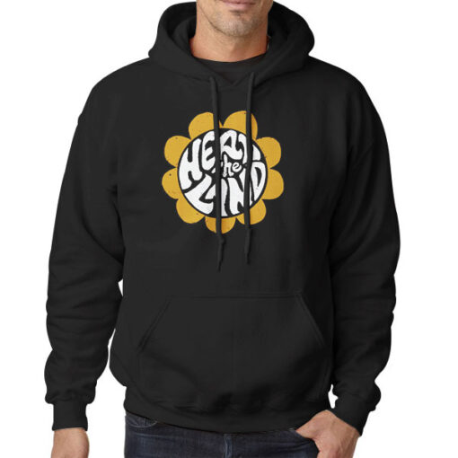 Hoodie Black Vintage Flower Heal the Land