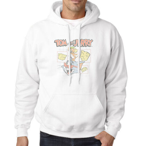 Hoodie White Vintage Cheese Tom and Jerry