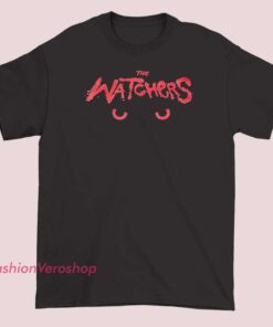 T-shirt featuring the 'LickMe Merch' branding with the phrase 'The Watchers,' designed with bold text and graphic elements for fans of the brand