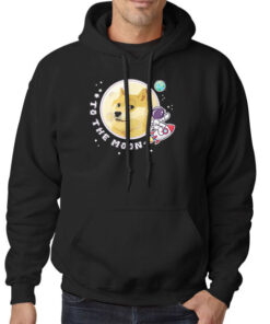 Hoodie Black Funny to the Moon Doge