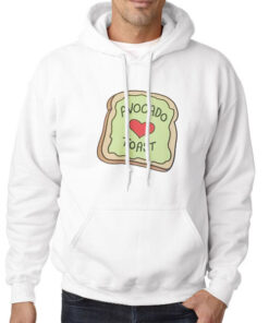 Hoodie White Cute Graphic Toast Avocado