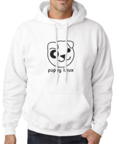 Hoodie White Funny Puppy Linux