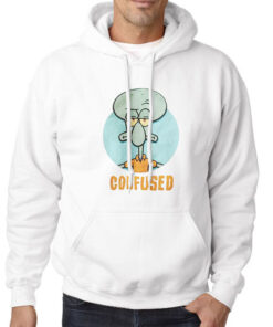Hoodie White Inpsired Confused Squidward