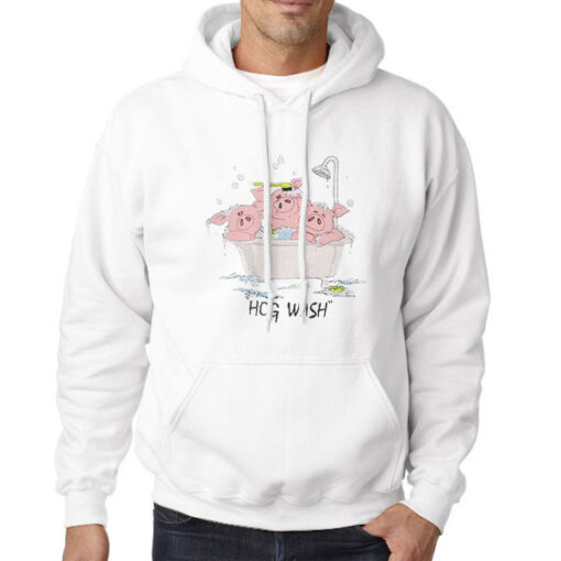 Hoodie White Vintage 1988 Cute Pig