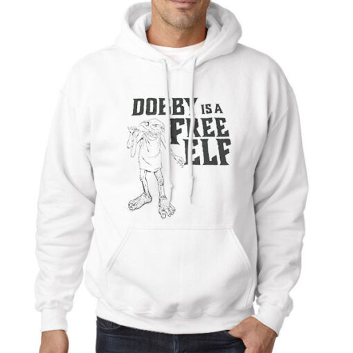 Hoodie White Vintage Elf Dobby Is Free