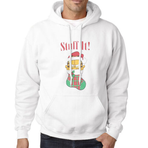 Hoodie White Vtg Christmas Stuff It Garfield