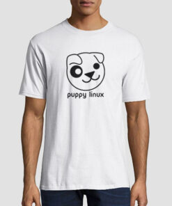 T shirt White Funny Puppy Linux
