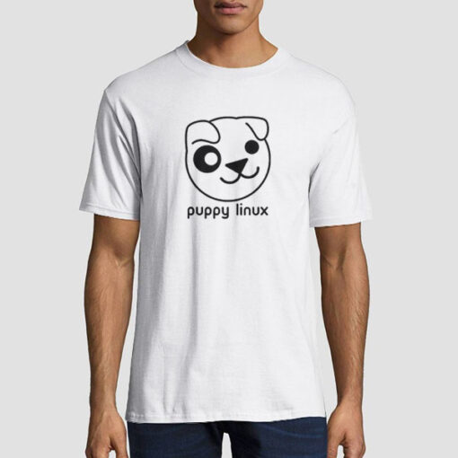 T shirt White Funny Puppy Linux