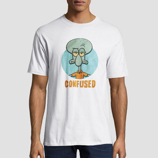 T shirt White Inpsired Confused Squidward