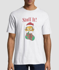 T shirt White Vtg Christmas Stuff It Garfield